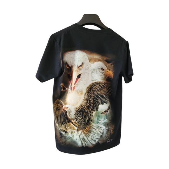 Caballo Shirt Mens Black Short Sleeve Bald Eagle Graphic Print Bird Of Prey - Picture 2 of 7